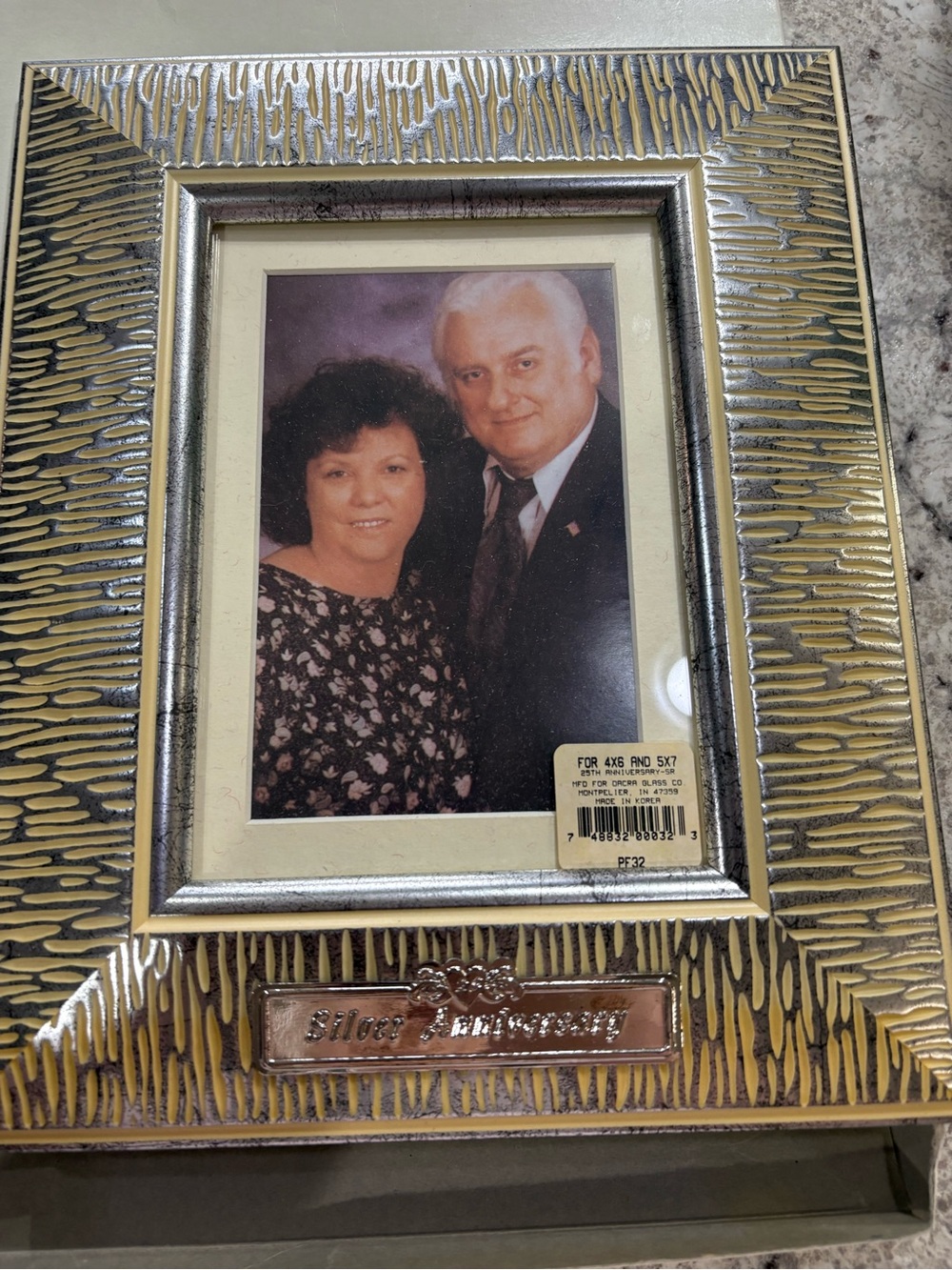 Silver and Gold Textured Anniversary Photo Frame